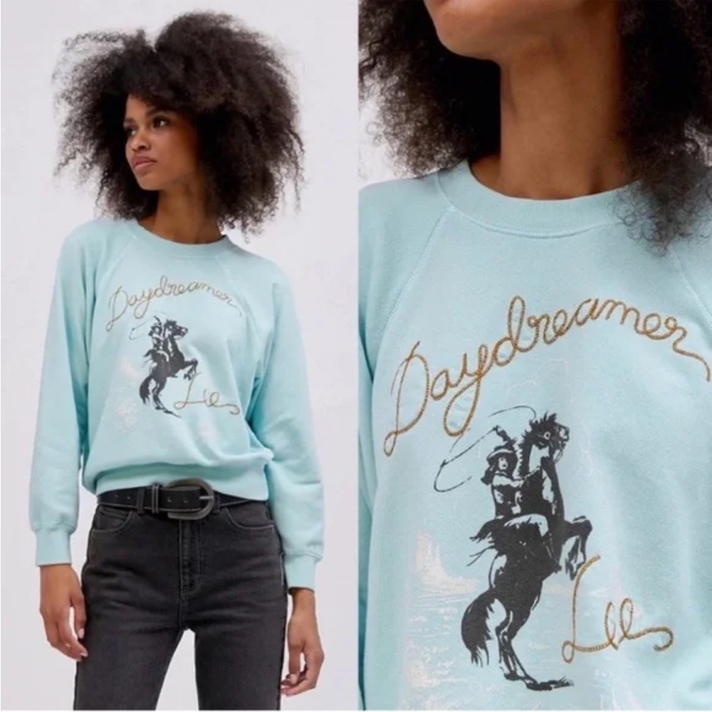 Daydreamer x Lee Light Blue Graphic Crewneck Sweatshirt NWOT coastal Cowgirl 🤠